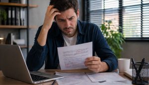 Inquiétude au bureau avec documents