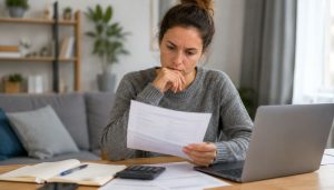 Femme concentrée dans son bureau à domicile