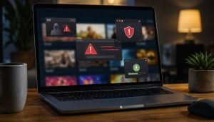 Alerte de cybersécurité sur bureau