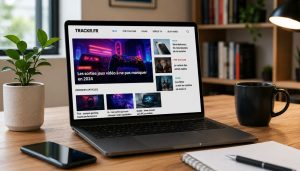 Bureau moderne et page web tech