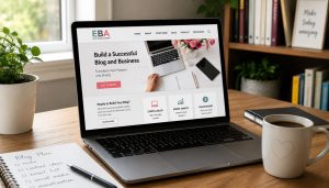 Bureau moderne et éclairé pour blogueurs