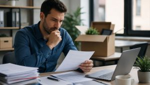 Homme concentré dans un bureau moderne