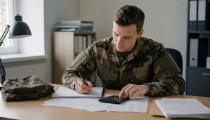 Bureau militaire concentré et ordonné