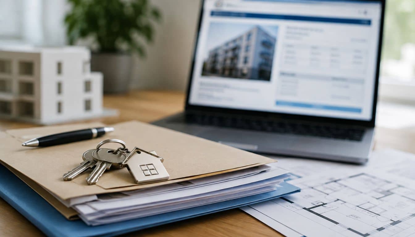 Clés et plans sur le bureau
