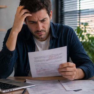 Inquiétude au bureau avec documents