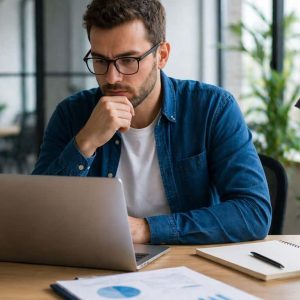 Dans un bureau moderne et lumineux