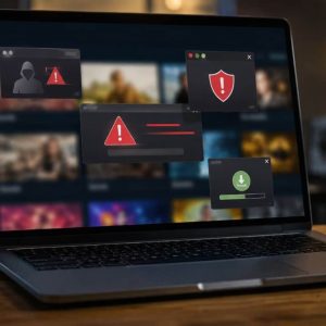 Alerte de cybersécurité sur bureau