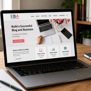 Bureau moderne et éclairé pour blogueurs
